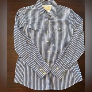 Women’s Banana Republic Navy and White Striped Shirt